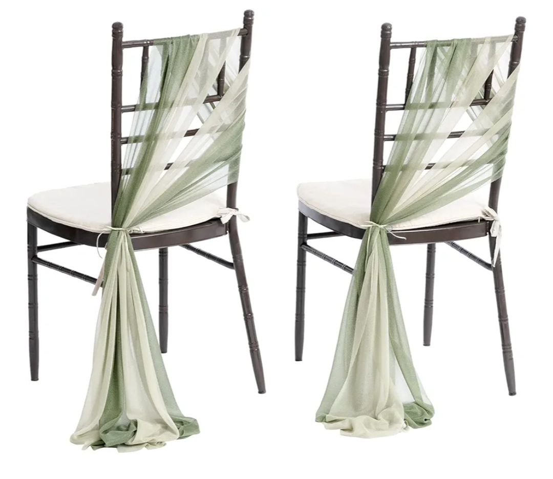 Ling's moment Wedding Chair Sashes Cover Aisle Decorations Draping Fabric Wrinkle-Free with Tie 16 Pcs Sage & Milky Green for Party Ceremony Reception Floral Arrangement Banquet Outdoor Decor