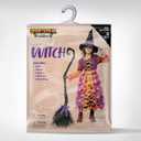 Spooktacular Creations Light Up Polka Dots Witch Tutu Costume for Girls Toddlers Starry Witch Dress with Magic Hat and Broom (Small (5-7yr), Purple Orange)