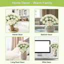 15Pcs Pearl White Roses Artificial Flowers Fake Roses Long Stem Velet Rose Silk Flowers for Home Wedding Decoration (Pearl Roses,White)