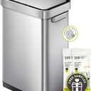 EKO Deluxe Mirage-T 50 Liter / 13.2 Gallon Touchless Rectangular Motion Sensor Trash Can, Matte Stainless Steel Finish