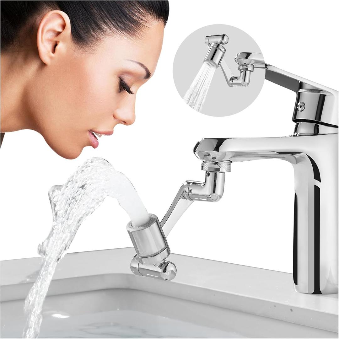 Patented CECEFIN 1080Swivel Faucet-Extender Sink-Aerator - 2-Mode Splash Water Tap Extension, Kitchen Bathroom 360 Rotate Spray Attachment, Multifunctional Universal Robotic Arm -Wash Hand/Hair/Face