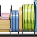 Food Container Lid Organizer, Adjustable 6 Dividers Full-Metal Pot and Pan Organizer Rack for Kitchen Cabinets, Drawers, Cupboards, Pantry Shelves Storage, Black