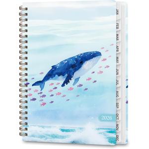 2 x 2026 Planner, Weekly and Monthly Calendar Planner Book, Jan 2026 - Dec 2026, Planning Agenda for Desk Accessories and School Supplies - A5 (6.3'' x 8.5'') (Whale)