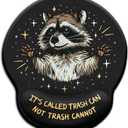 Mouse Pad with Wrist Rest, Funny Trash Raccoon Ergonomic Mousepad Wrist Support for Desk, Cute Animial Gaming Mousepads for Wireless Mouse Computer Work Home Desk Accessories Office Supplies Black