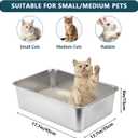 Homegroove Stainless Steel Litter Box 2 Pack, 17.7"x13.8"x6" Large Metal Cat Litter Box with High Sides, Non-Stick Easy to Clean Surface, Jumbo Size for Big Cats & Multiple Cats