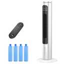 BIESQYA Windowless Portable Air Conditioner Ac Unit with Remote,37” Ventless Evaporative Air Cooler,Quiet Swamp Cooler for 4 Modes, Ductless Tower Fan For 12H Timer, Ice Packs for home White