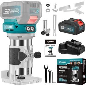 Saker Brushless Router Tool Cordless,Compact Router Tool,Wood Router for Woodworking,Lithium-Ion Brushless Motor for Edge Trimming with Adjustable Speeds for DIY Projects