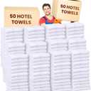 Soft 50 Hotel White Large Bulk Bath Towels (54x27) - Just $3.9/Towel - Bath Towels Bulk - 50 Pieces Wholesale Pack - Quick Dry - Salon White Towels Bulk, Spa Towels Bulk (X Large Bath Towels)
