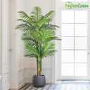 6ft Tall Triple Golden Cane Palm Artificial Tree Large Tropical Palm Tree UV Resistant Fake Plant in Pot for Indoor Outdoor Big House Living Room Outside Patio Office Home Decor 1Pack
