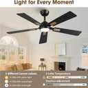 52 Inch Ceiling Fan with Lights and Remote, DC Motor Quiet 6-Speed Reversible Fan, Dimmable LED 3000K/4000K/6000K, Smart APP Control, Modern Black & Gold Ceiling Fan for Bedroom Living Room