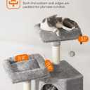 Feandrea Cat Tree, 45.3-Inch Cat Tower, Plush Condo with Scratching Post, Ramp, Perch, Spacious Cave, for Small Space, Light Gray UPCT141W01