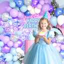 Winter Wonderland Balloon Arch Kit Blue Purple White Balloons Arch Garland Snow Confetti Snowflake Balloons for Princess Birthday Party Winter Onederland Baby Shower Decorations