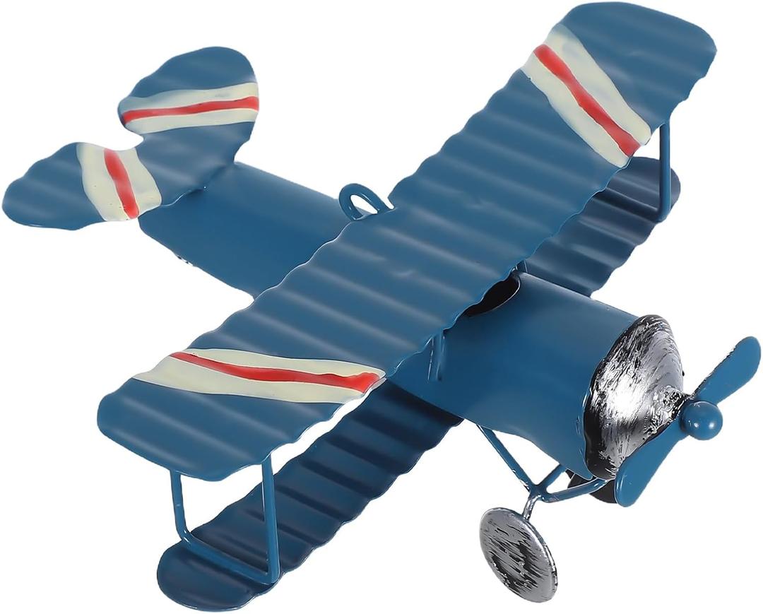 Toyvian Vintage Airplane Decor Metal Aircraft Model Retro Desktop Ornament for Home Office Tabletop Display 3.93X3.54X1.96 Inches