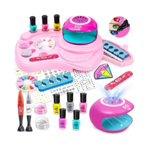 Nail Polish Kit for Girl , Kids Nail Art Salon Set with Nail Dryer , Nail Art Kit for Girls Ages 612,Makeup Manicures Decoration Studio Gifts for Christmas Birthday Spa Party Favors