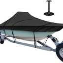 iCOVER Center Console Boat Cover, 600D Heavy Duty Marine Grade Waterproof Tear Resistant Boat Covers, Fits Boats 22'-24' Long Beam Width up to 116", Trailerable Boat Cover with Support Pole, Black