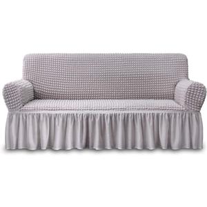 NICEEC Sofa Slipcover Grey Sofa Cover 1 Piece Easy Fitted Sofa Couch Cover Universal High Stretch Durable Furniture Protector with Skirt Country Style (3 Seater Lilac Gray)
