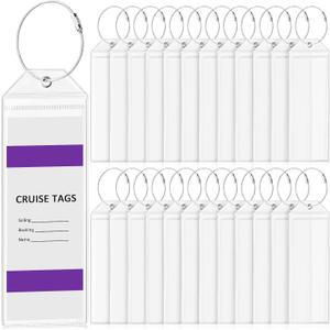 Clabby 36 Pack Cruise Luggage Tags for Suitcases Cruise Ships Waterproof PVC Clear Badge Bag Tag Holders for 2026 and 2027