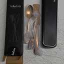 4-pieces Travel Set with Case Portable Silverware Utensils Set for work, Stainless Steel Reusable Flatware Set Cutlery Set for Camping Picnic Hiking Office (6.7inch, Rose Gold)