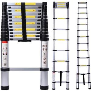 Jiahe 16.5fT/5M Aluminum Telescoping Extension Ladder Portable Multi-Purpose Portable Extension Ladder for Indoors Outdoors with Capacity of 330LB, Gray
