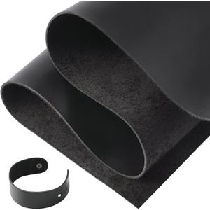 RingSun 24''X24'' Black Leather Sheets for Crafts (2mm), Full Grain Leather Tooling Leather
