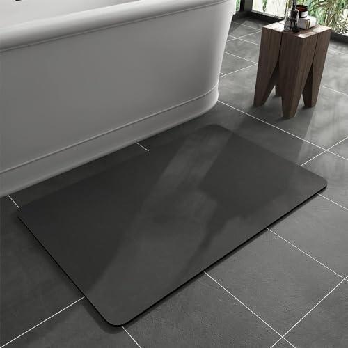 Hoolqxo Diatomaceous Earth Bath mat Rubber Non Slip Super Absorbent Bath Mat Quick Dry Bathroom Rugs Thin Bathroom Floor Mats Fit Under Door- Shower Rug for in Front of Bathtub Shower,19.6"*31.4"