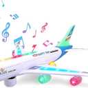 Bump and Go Airplane Toy  Realistic Airplane Model with 4D Lights & Sound  Moving Plane Toy for Kids Ages 3-12  Automatic Direction Change on Collision  Great Gift for Kids(Blue)