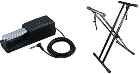 Roland DP-10 Real-Feel Pedal with Non-Slip Rubber Plate and RockJam Xfinity Heavy-Duty, Double-X, Pre-Assembled, Infinitely Adjustable Piano Keyboard Stand with Locking Straps