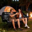 Huskfirm Double Camping Chair Oversized Padded Camping Chairs for Adults Folding Loveseat with Cup Holders and Side Pockets Heavy Duty Outdoor Lawn Chairs for Camping,Sports, Fishing,Beach,Black, 60 inches x 25.5 inches x 35.5 inches