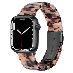 Ayeger Band Compatible with Apple Watch 42mm/44mm/45mm/46mm Resin Women Men Wristband Strap for iWatch Series 11 10 9 8 7 SE 6 5 4 3 2 1(Black Ivory Tortoise,42mm/44mm/45mm/46mm)
