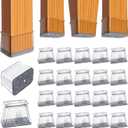 BUMACO Chair Leg Floor Protectors Rectangle Chair Leg Protectors for Hardwood Floors Silicone Pads Covers to Protect Floors(Clear-20 Pcs, Rectangle L Fit (L:1-1/2 ~ 2,W:3/4 ~ 1