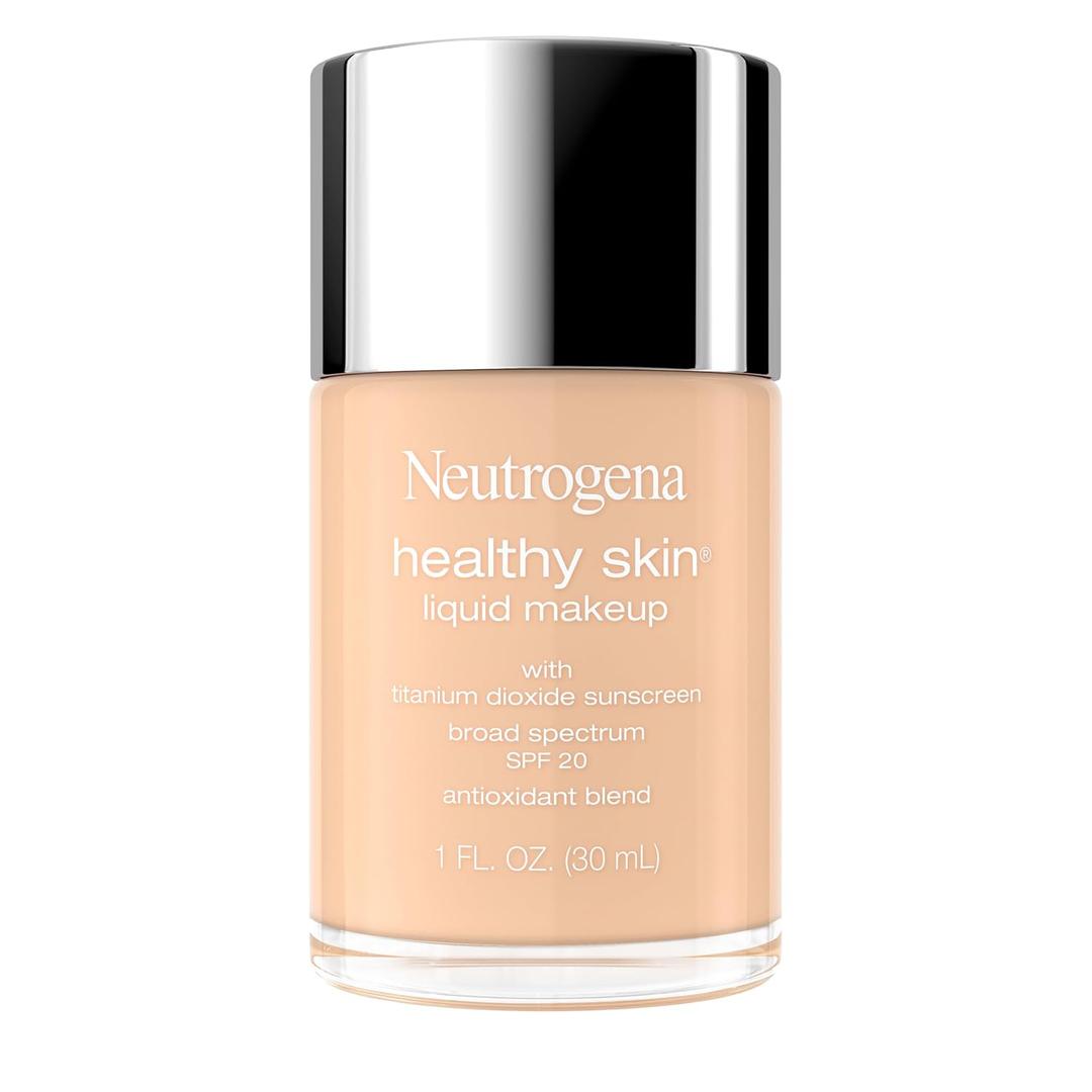 Neutrogena Healthy Skin Liquid Foundation Makeup with Broad Spectrum SPF 20 Sunscreen, Lightweight, Medium Coverage Makeup with Sunscreen and Pro-Vitamin B5, Classic Ivory 160C, 1 fl. oz