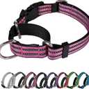 Martingale Dog Collar, Adjustable Nylon Reflective Collar with Buckle No Pull Dog Collar for Small Medium Large Dogs (Pink, M)