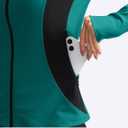 SANTINY Women's Rash Guard Zipper Pockets UPF50+ Sun Protection Long Sleeve Swimsuit Top Zip Front Swim Shirt for Women (Green)