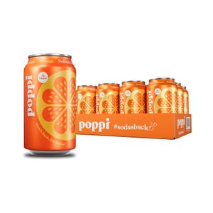 Poppi Sparkling Prebiotic Soda Beverage with Apple Cider Vinegar, Seltzer Water and Fruit Juice, Orange Flavor, 12 Fl Oz, Pack of 12 BBD: 04-05-27