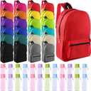 24 Set Bulk Backpacks with Sport Water Bottle Back to School Supplies Kit Book Bags in Bulk for Elementary, Middle, and High School Kids Boys Girls Teens Students, 12 x 17 x 6 inches
