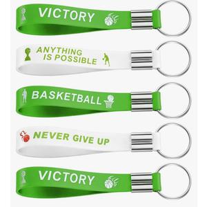 2 x Cunno 12 Pcs Basketball Senior Night Gifts Keychains Silicone Wristlet Keyrings with Motivational Quotes for Class Gifts