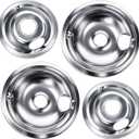 WB31T10010 WB31T10011 Drip Pans, 4 Pack (2x6" & 2x8"), Not Prone to Rust, Durable Easy to Clean, Fit for GE, Hotpoint, Kenmore Electric Stoves