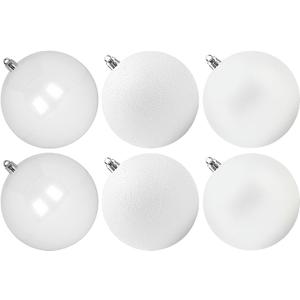 Extra Large Size Outdoor Christmas Ornaments, Oversized Huge Big Shatterproof Xmas Christmas Plastic Balls for Outside Lawn Yard Tree Hanging Decorations (4"/100mm, White, 6 Packs)