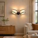 20" 2-Light Matte Black Hardwired Wall Sconce with Linen Drum Fabric Shade