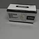 MUAKIOY Black Curtain Rod Hooks, No Drilling Self Adhesive Curtain Brackets, Adjustable Stick on Wall Curtains Pole Hangers for Bathroom, Bedroom, Livingroom, Kitchen (12 Pack)