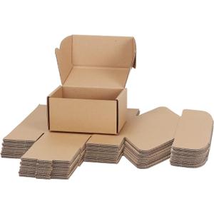 PHAREGE 6x4x3 inch Shipping Boxes Bulk 25 Pack Brown, Tab Lock Tuck Top Mailer Boxes for Packaging Small Business, Small Cardboard Gift Boxes for Wrapping Mailing Presen