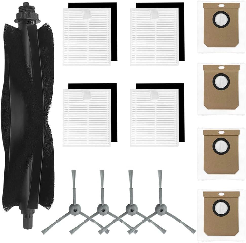 Replacement Parts Compatible with Eufy L60/L50 Series Robot Vacuums, Accessories Including 1 Main Brush, 4 Hepa Filters, 4 Side Brushes, 4 Dust Bags