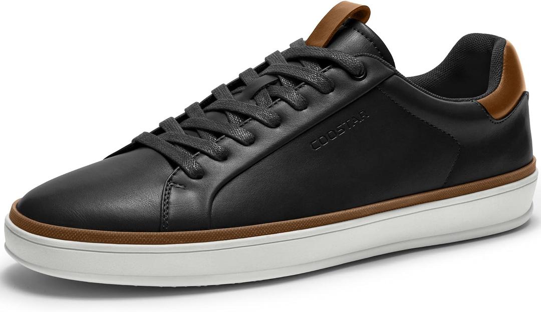 Coostar Mens Casual Shoes Comfortable Dress Sneakers Classic Lace-up Shoe Lightweight Black Size 9