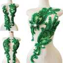 1 Pair Big Size Hand-Made Beaded Rhinestons DIY Clothing Appliques Patch Wedding Dress Decoration Flower Applique by Pair (LightGreen), Large