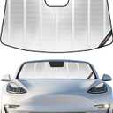 Windshield Sun Shade for Tesla Model 3 2018-2025, Tesla Model Y 2020-2026. Reflective Aluminum Film Front Window Sunshade - BLAZBLOCK
