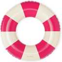 Petites Pommes Kids Pool Float for Toddlers - Durable Inner Tube, Handprinted Classic Striped Design Lake Floats, Soft Comfort Seaming, Packable Floats for Travel, Bright Red, 24 inch (24 IN (3-6 Years), CHERRY)