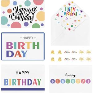 Artoid Mode 36 Pack Happy Birthday Thank You Cards Greeting Gift With Envelope Sticker Blank Note Cards for Birthday, 4 x 6 Inch