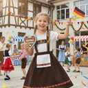 Girls Bavarian Oktoberfest Costume German Dirndl Dresses Outfit Fraulein Oktoberfest Costumes Kids (Brown) XL