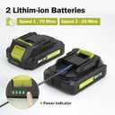 SEYVUM Leaf Blower, 20V Cordless Blower with 2 x 2.0Ah Battery, Electric Leaf Blowers for Lawn Care, 320 CFM 150 MPH Battery Powered Leaf Blower, for Patio, Garden Cleaning, Light Lemon Green