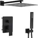 Matte Black Shower System 10 Inch Bathroom Luxury Rain Mixer Shower Combo Set Wall Mounted Rainfall Shower Head and Handheld System Shower Faucet Rough-in Valve Body and Trim Kit